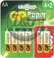 Алкална батерия GP SUPER LR6 AA / 4+2 бр. в опаковка 1.5V GP-BA-15A21-SBV6